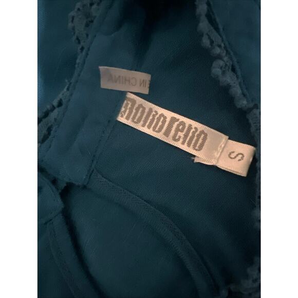 Monoreno womens S sheer cutout embroidered lace satin metallic gypsy fairy tunic - Picture 7 of 9